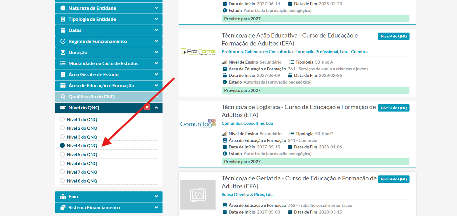 FAC - Consulta de area CNAEF - passo3